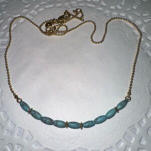 Elegant Gold and Turquoise Beaded Necklace